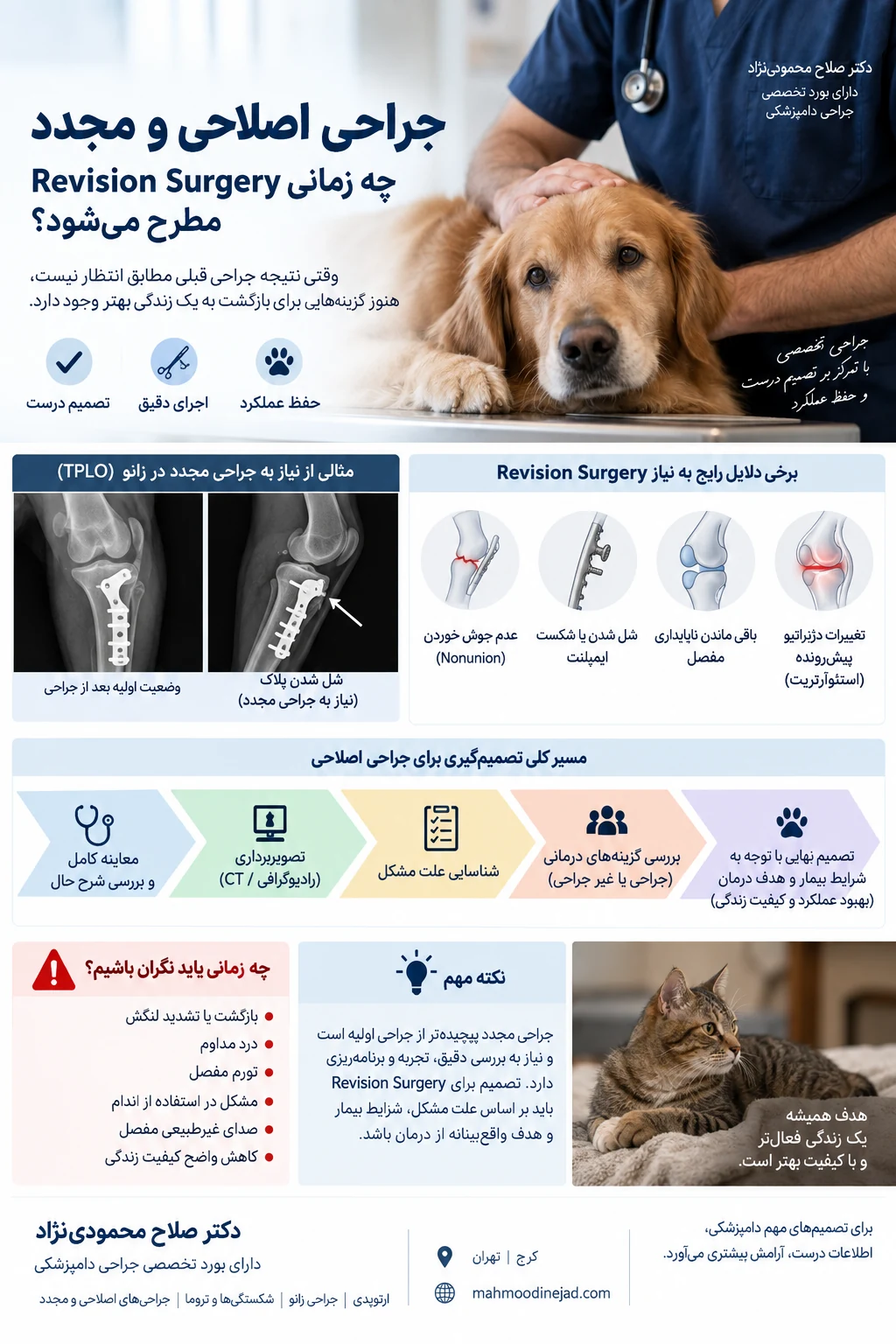 ارزیابی ارتوپدی سگ پس از جراحی قبلی برای بررسی نیاز به جراحی اصلاحی یا Revision
